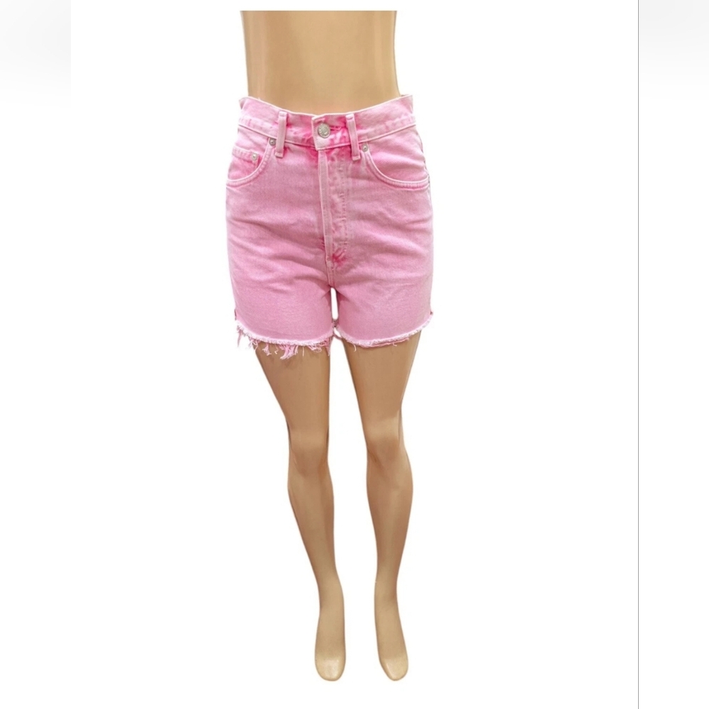 Agolde High Waist Pink Denim Shorts Sz 26